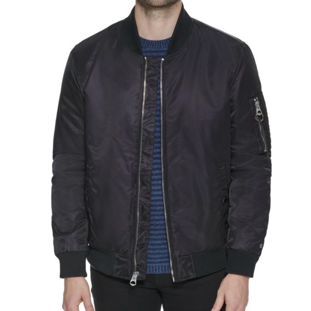 Calvin Klein Men’s Black, Sleeve-Pocket Bomber Jacket SIZE XL